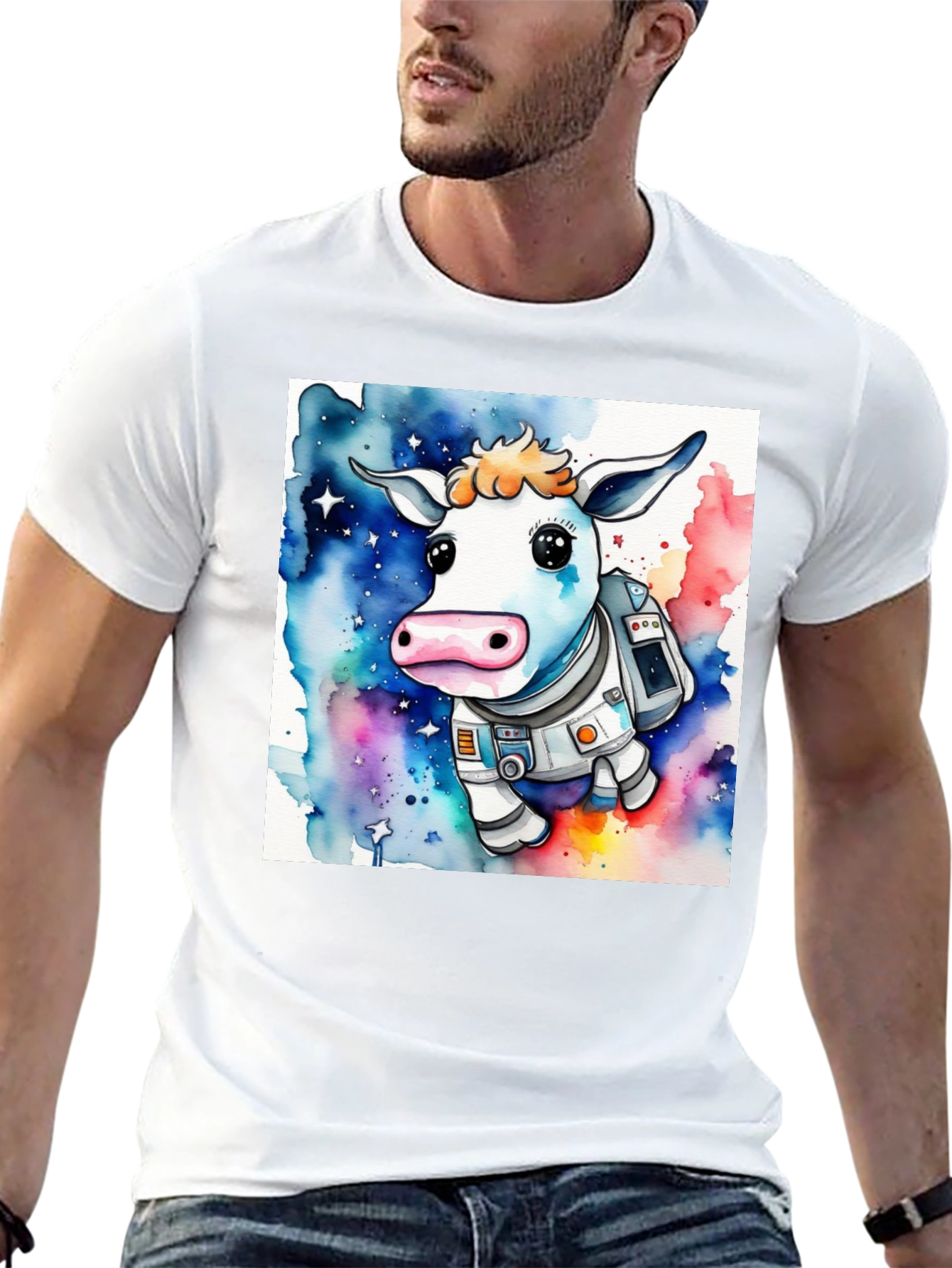 Cow Astronaut Graphic T-Shirt - Space Moo-n Explorers!
