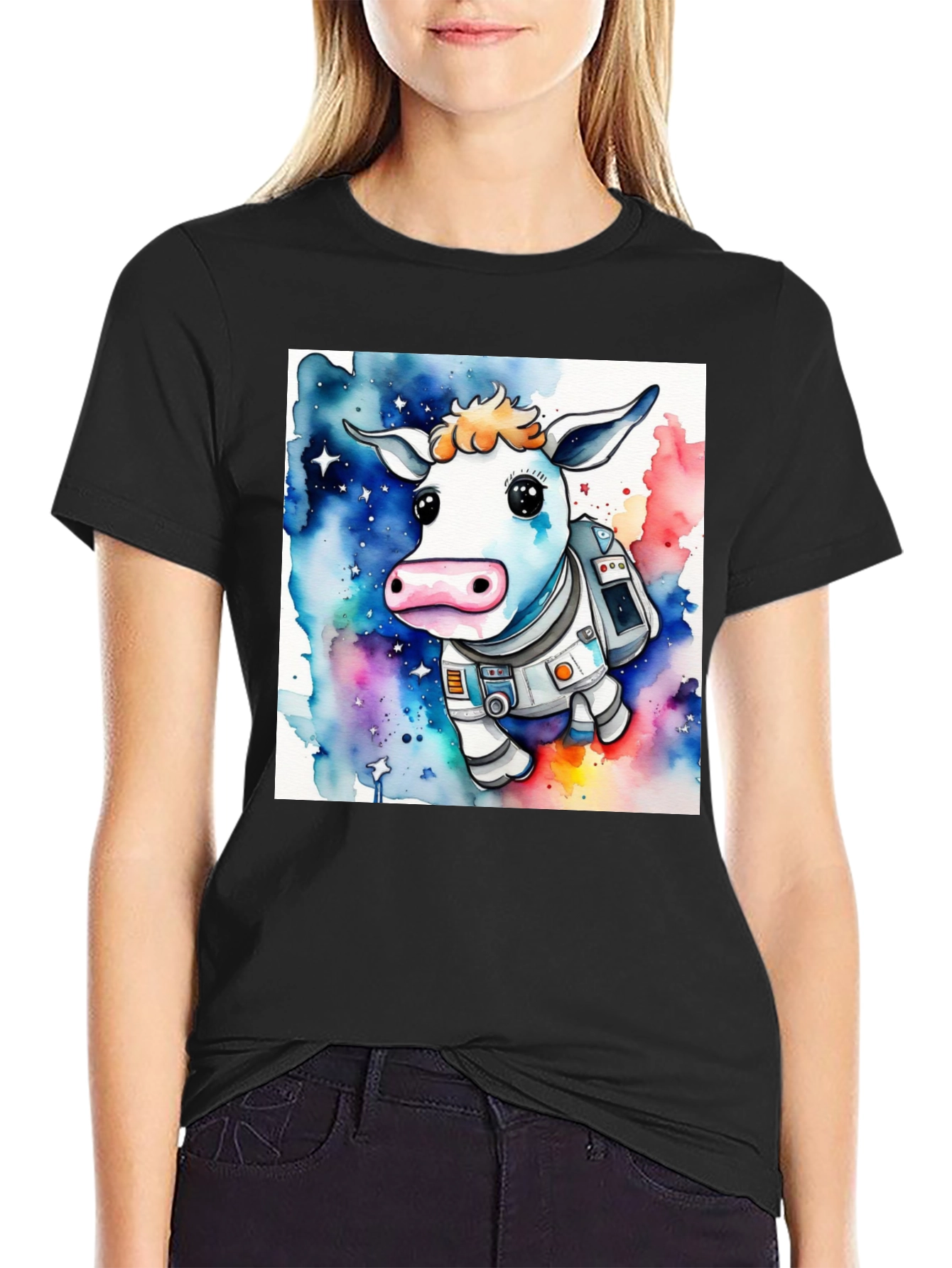 Cow Astronaut Graphic T-Shirt - Space Moo-n Explorers!