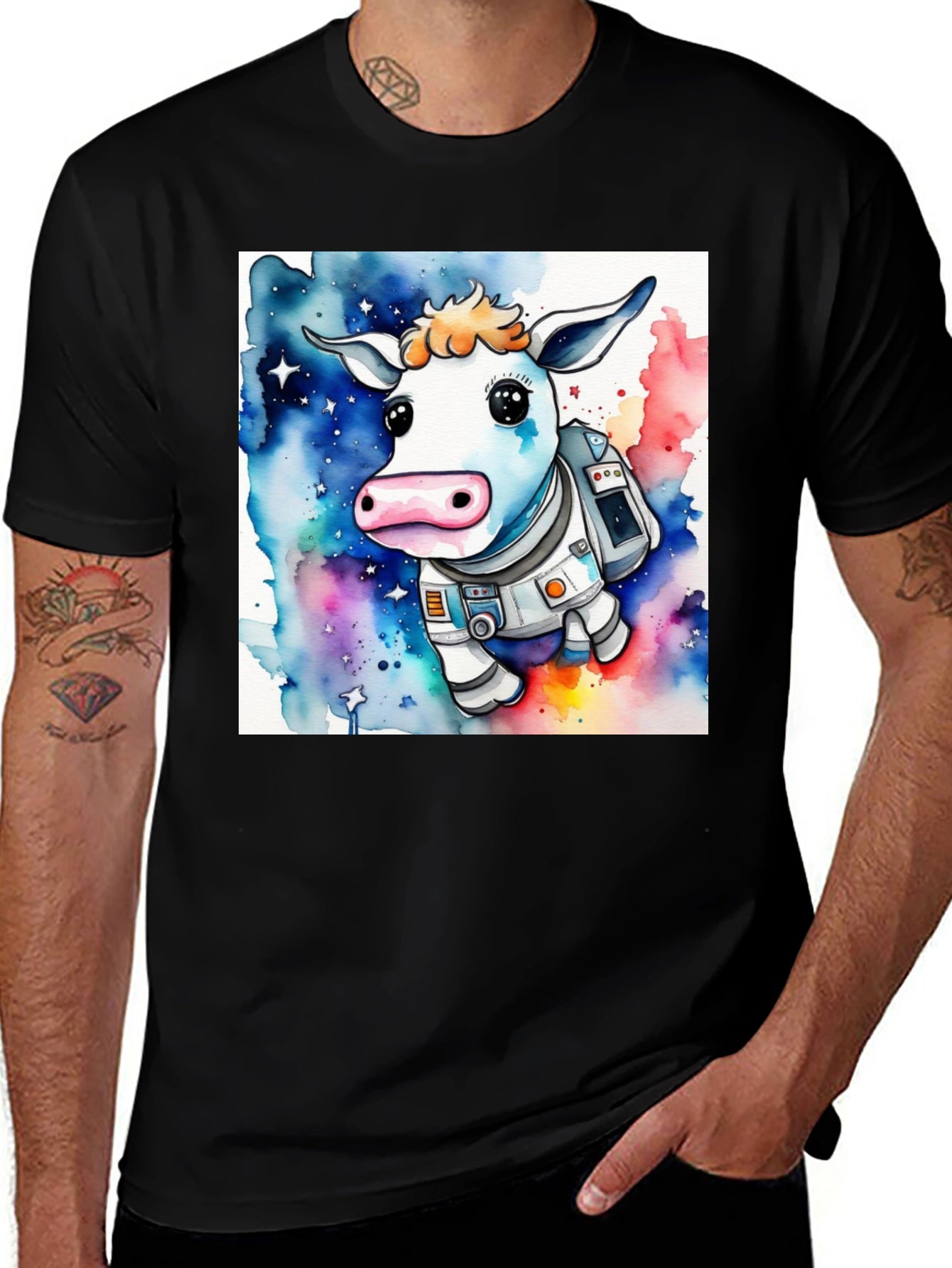 Cow Astronaut Graphic T-Shirt - Space Moo-n Explorers!