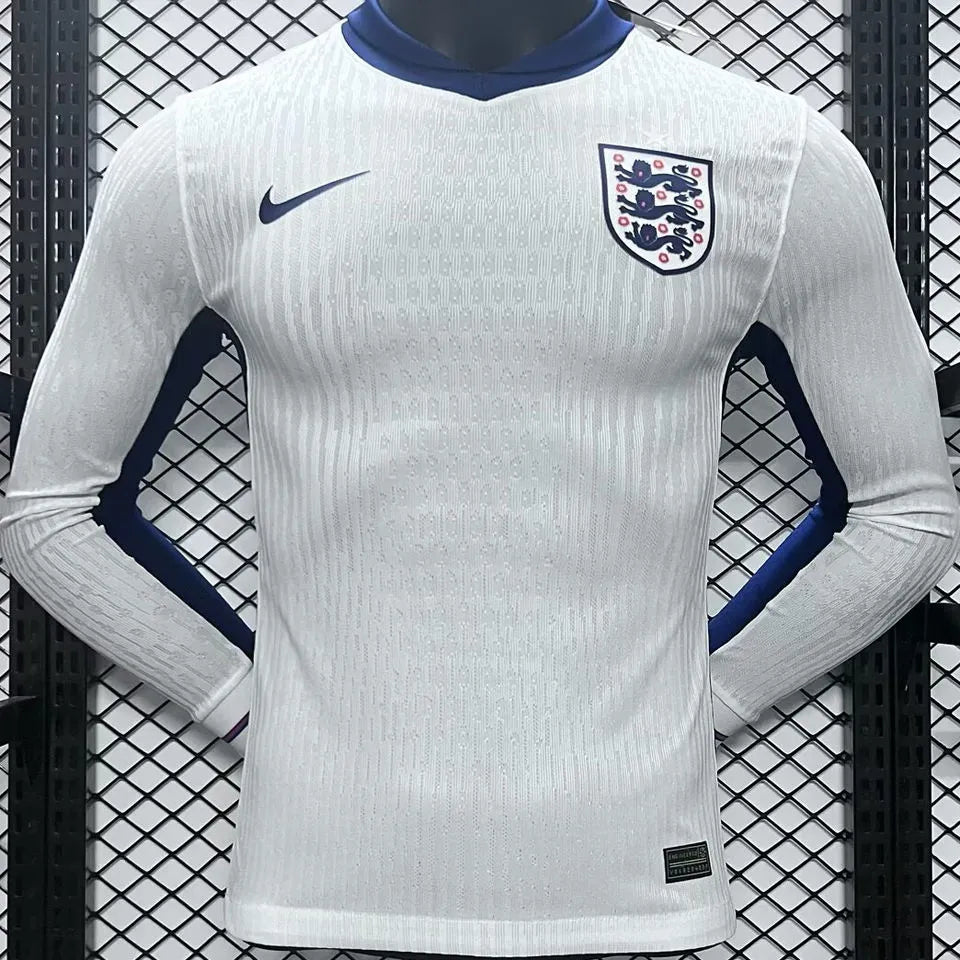 2024/25 England Home White Player Version Long Sleeve Jersey Front