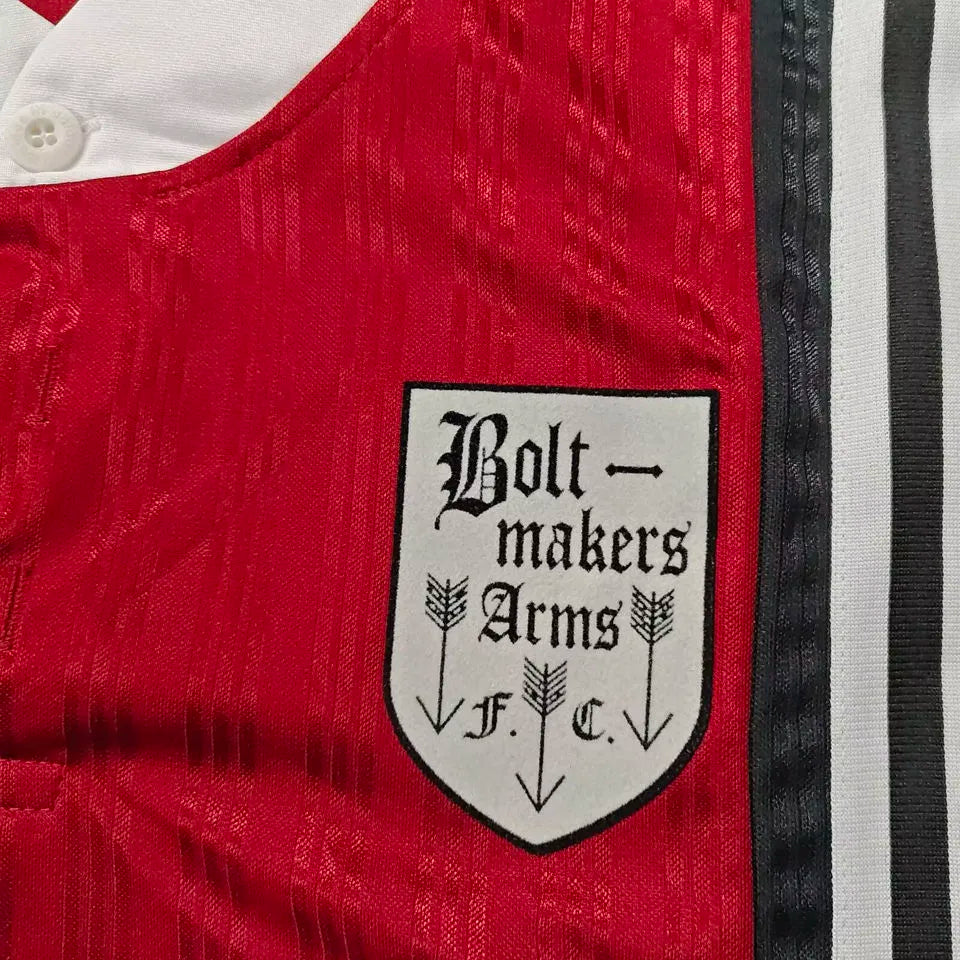 1996 AD x oasis x Bolt Makers Arms Red Retro Fans Soccer Jersey Detail 1