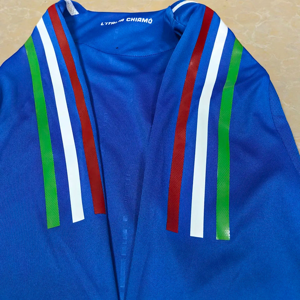 2024 Italy Home Blue Player Version Long Sleeve Jersey Detail 2