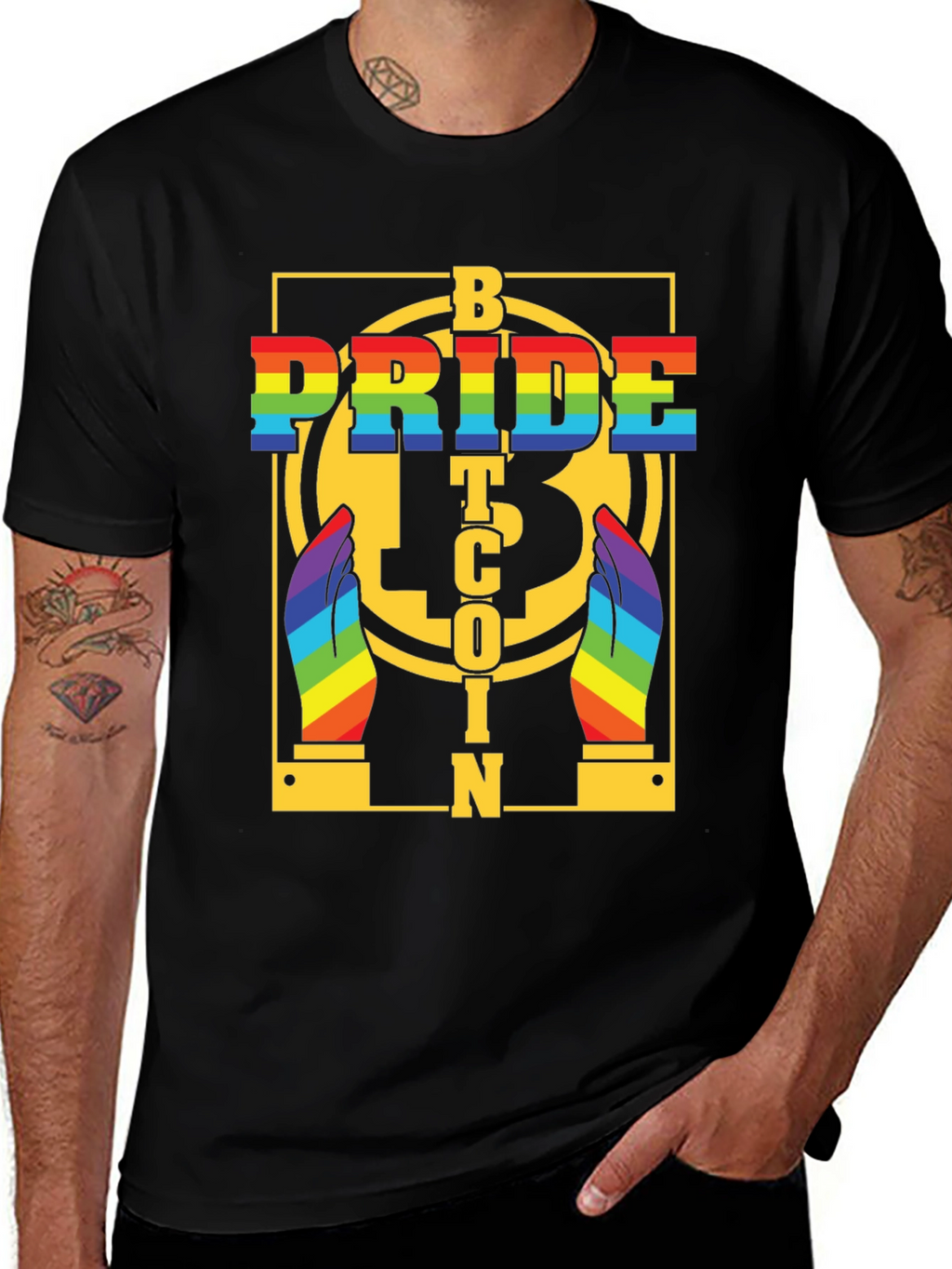 Bitcoin Pride T-Shirt - Rainbow LGBTQ+ Crypto Tee
