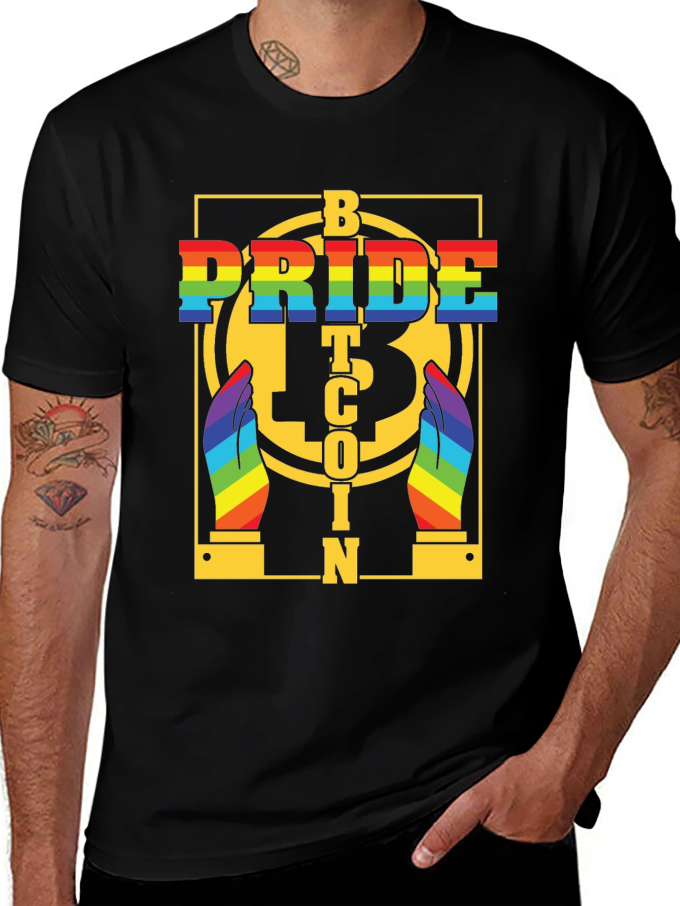 Bitcoin Pride T-Shirt - Rainbow LGBTQ+ Crypto Tee