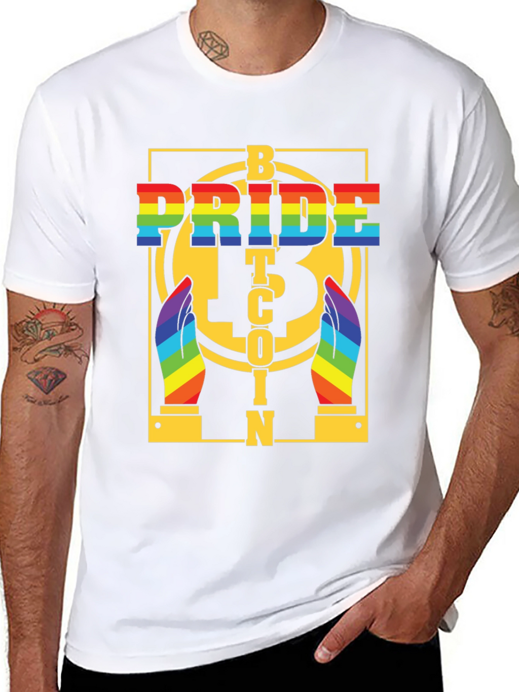 Bitcoin Pride T-Shirt - Rainbow LGBTQ+ Crypto Tee
