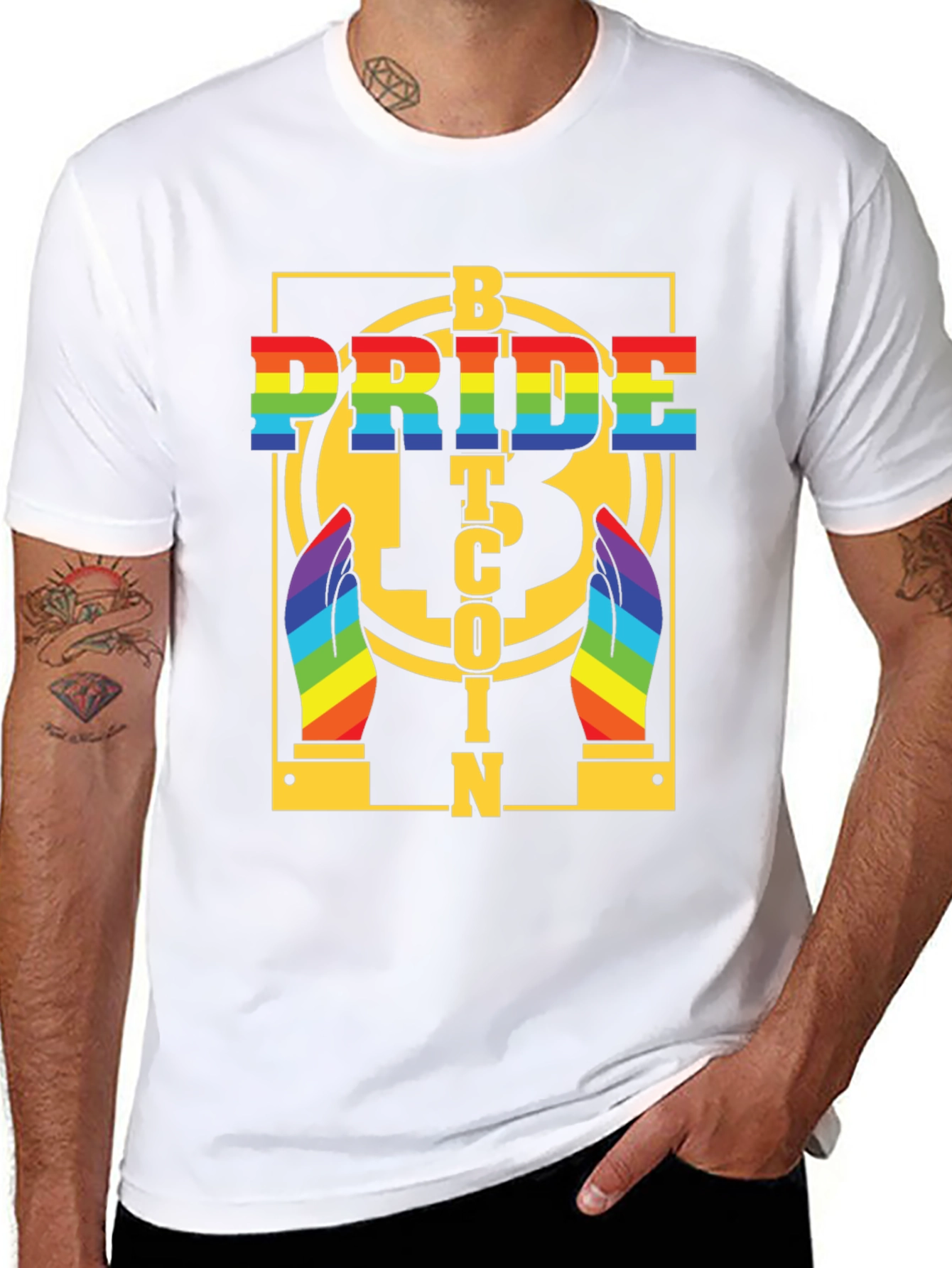 Bitcoin Pride T-Shirt - Rainbow LGBTQ+ Crypto Tee