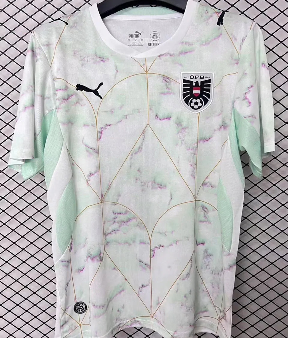 2026/27 Austria Third Fans Soccer Jersey (Have Right Patch 有右臂章 黑底白字） Detail 2