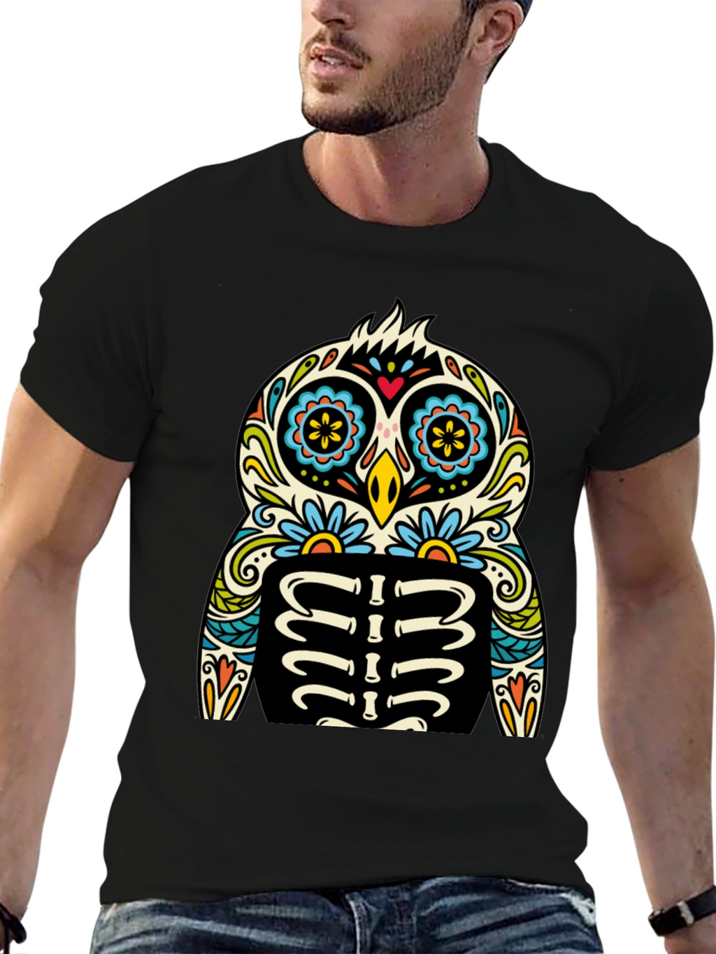 Sugar Skull Owl T-Shirt - Day of the Dead