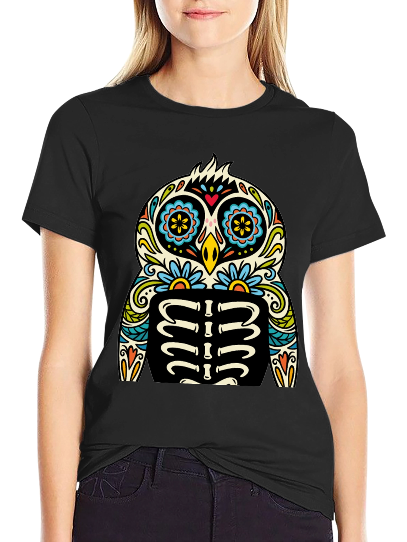 Sugar Skull Owl T-Shirt - Day of the Dead