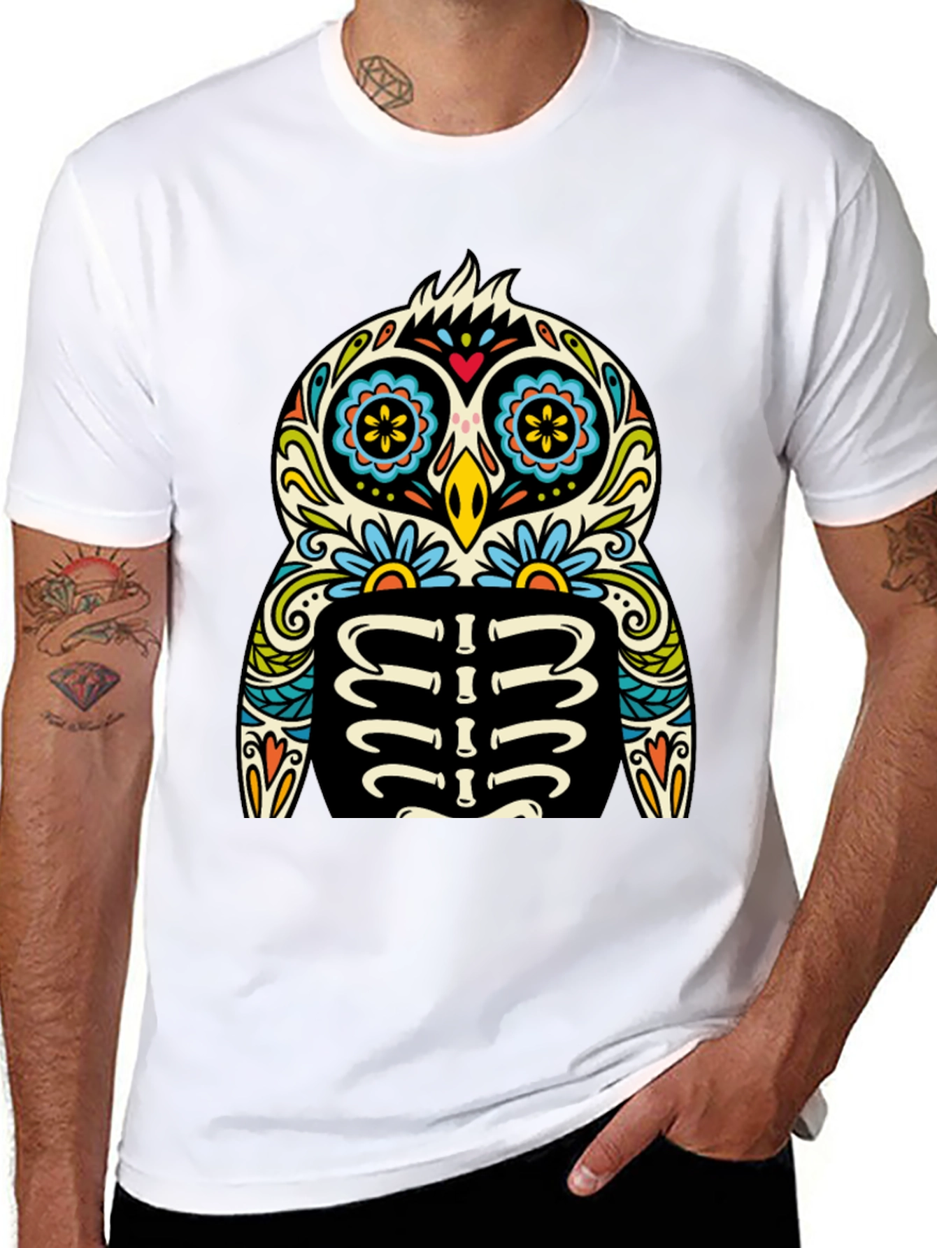 Sugar Skull Owl T-Shirt - Day of the Dead
