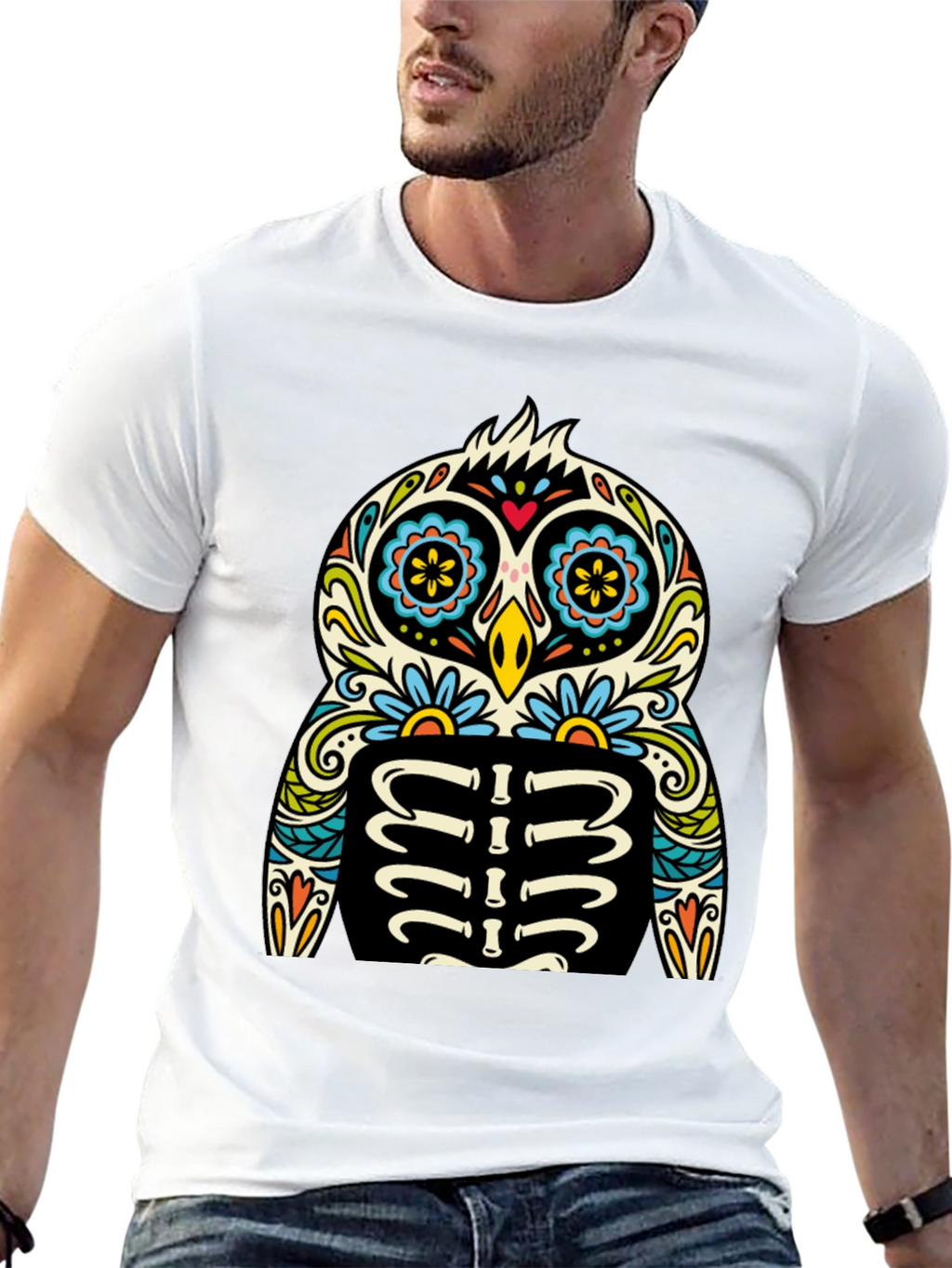 Sugar Skull Owl T-Shirt - Day of the Dead