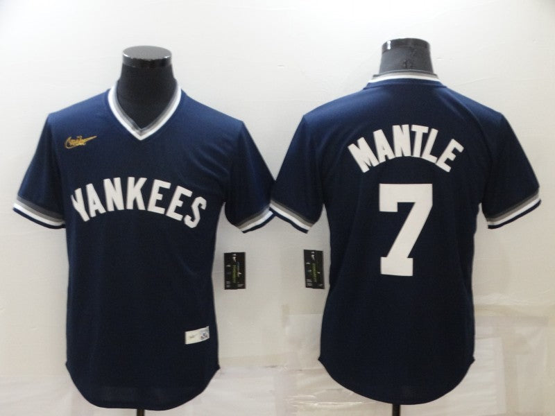Men's New York Yankees Mickey Mantle #7 Navy Stitched Jerseys