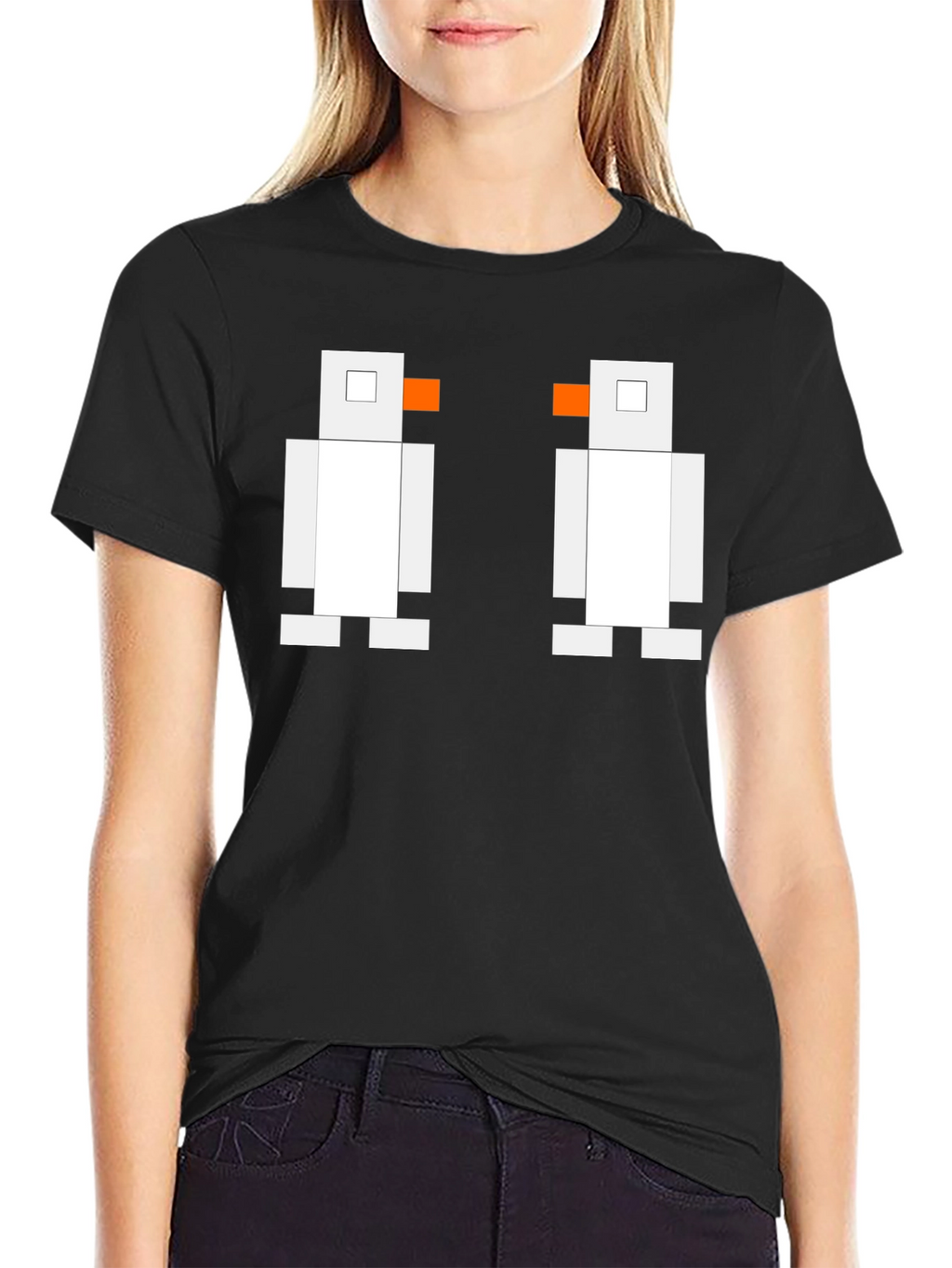 Pixelated Penguin Tee - Classic Black Cotton T-Shirt
