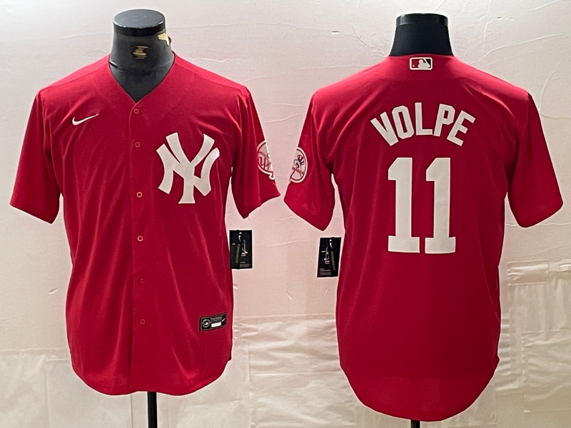 Men's New York Yankees Anthony Volpe #11 Red Replica Player Jerseys