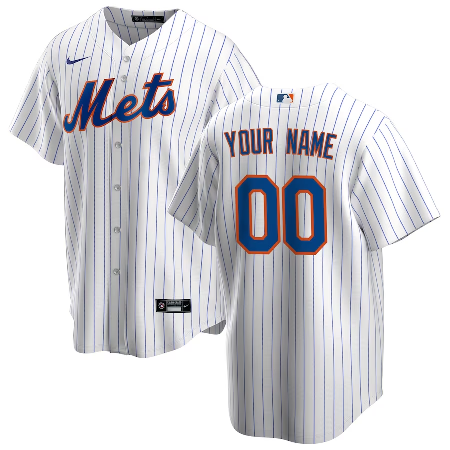 Men's New York Mets White Home Replica Custom Jerseys