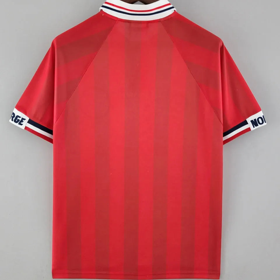 1998/99 Norway Red Retro Soccer Jersey Back