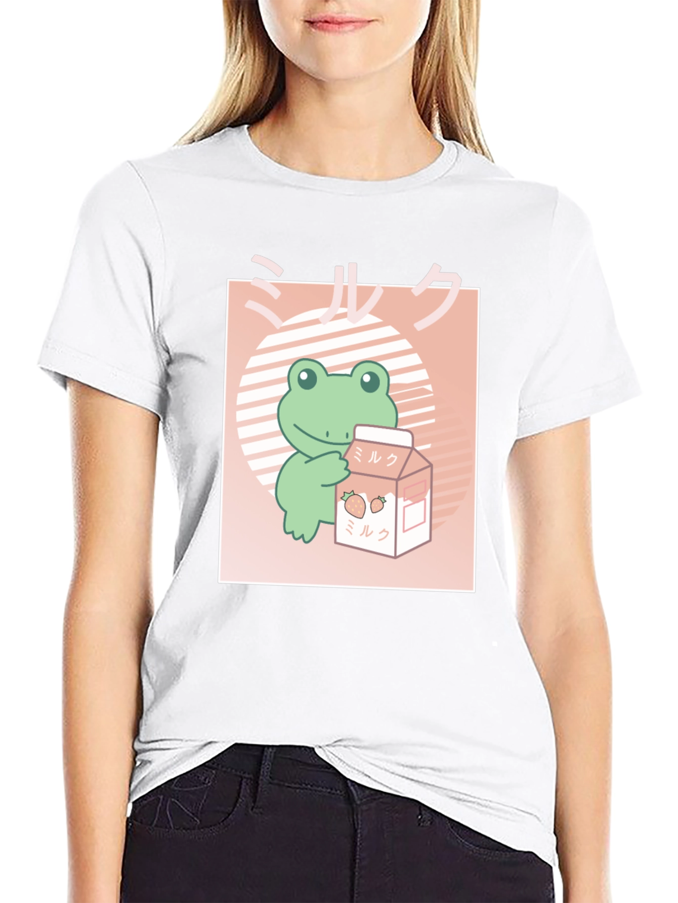 Kawaii Frog Strawberry Milk T-Shirt