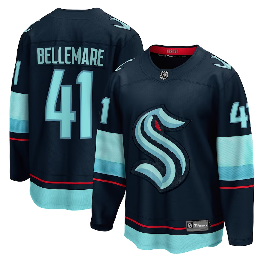 Men's Seattle Kraken Pierre-Edouard Bellemare #41 Deep Sea Blue Home Breakaway Player Jerseys