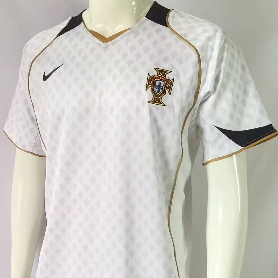 2014 Portugal Away White Retro Soccer Jersey Detail 3