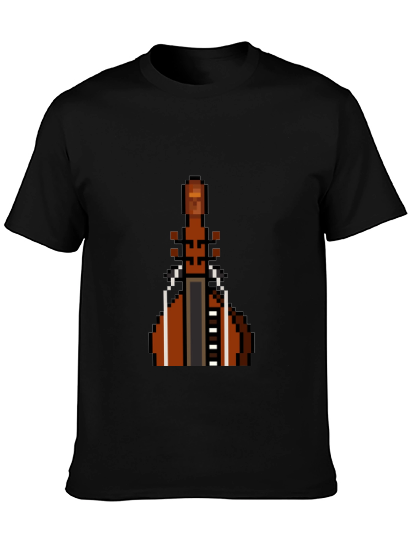 Pixel Art Cello Graphic Tee - Black Cotton T-Shirt