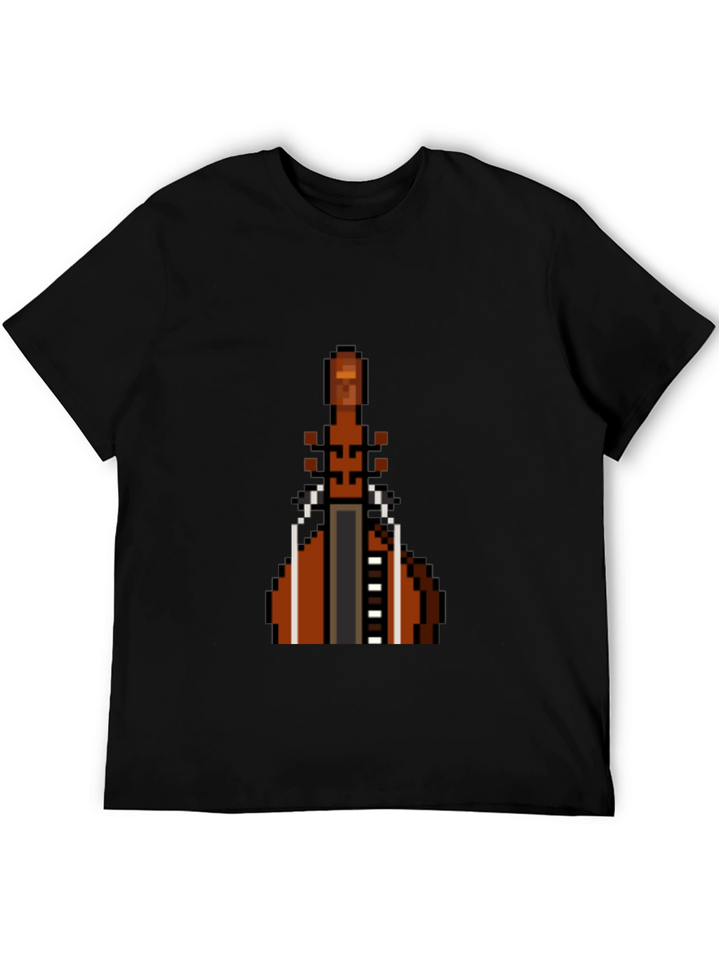 Pixel Art Cello Graphic Tee - Black Cotton T-Shirt