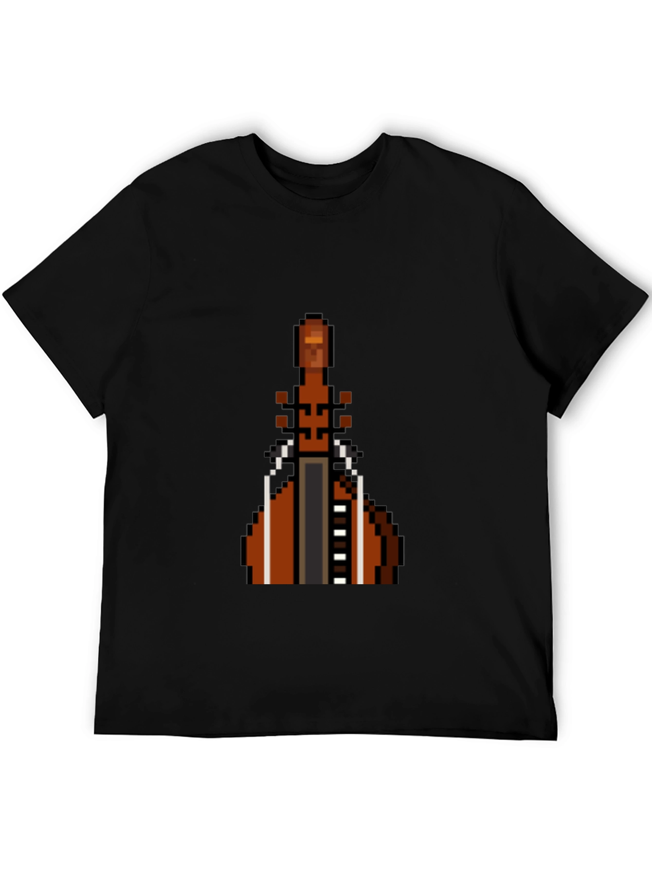 Pixel Art Cello Graphic Tee - Black Cotton T-Shirt