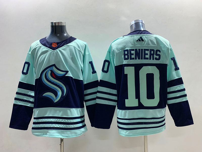 Men's Seattle Kraken Matty Beniers #10 Teal Reverse Retro 2.0 Authentic Player Jerseys