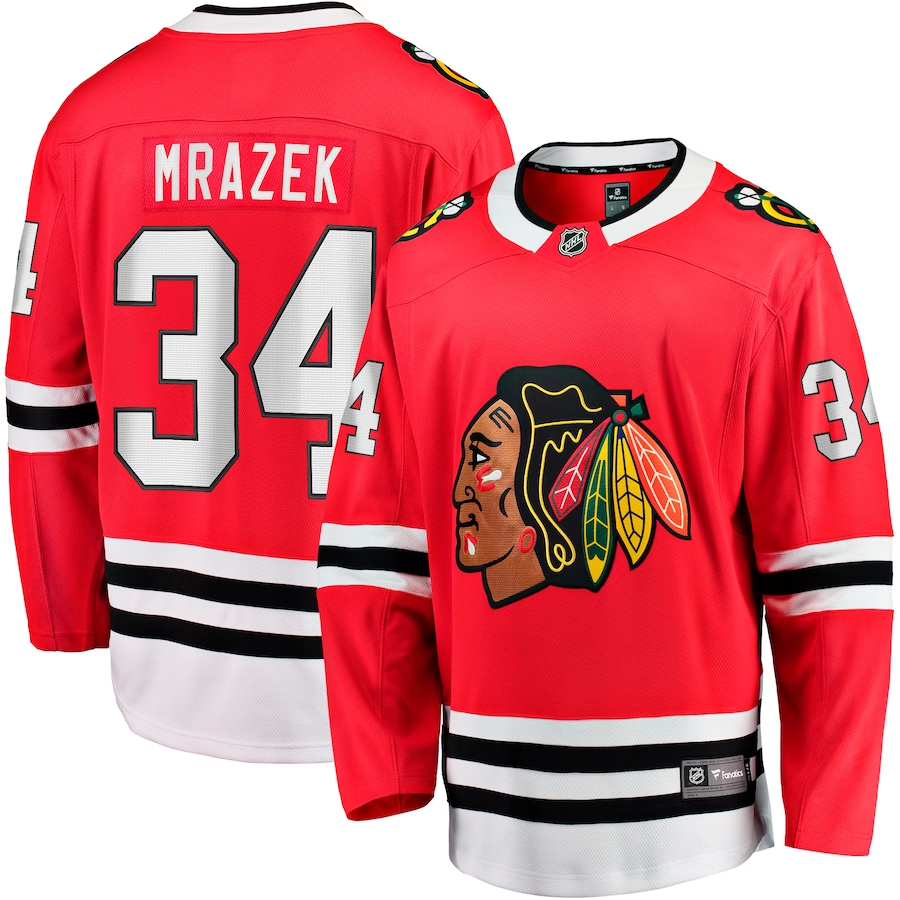 Men's Chicago Blackhawks Petr Mrazek #34 Red Home Breakaway Jerseys