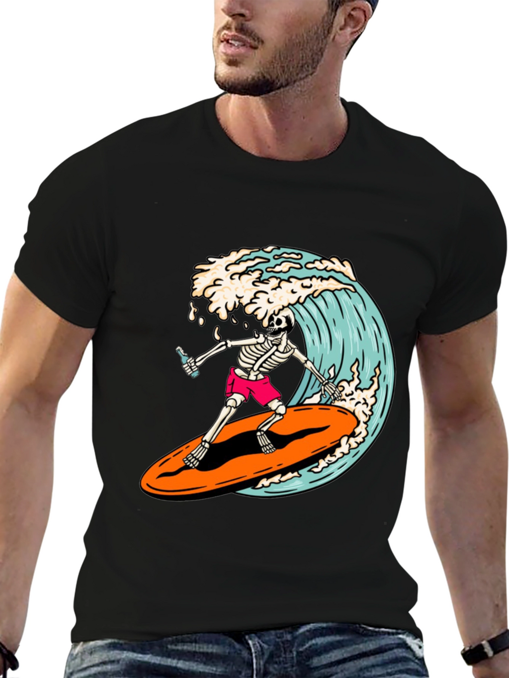 Surfing Skeleton Graphic Tee