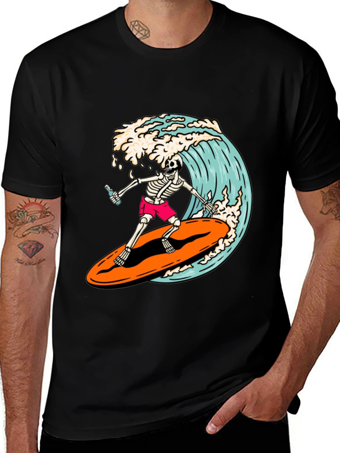 Surfing Skeleton Graphic Tee