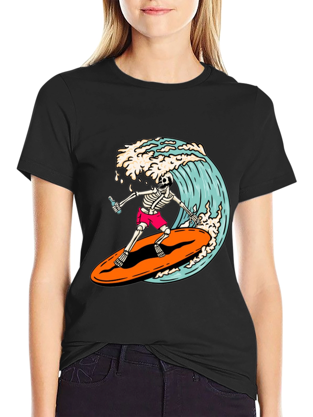 Surfing Skeleton Graphic Tee