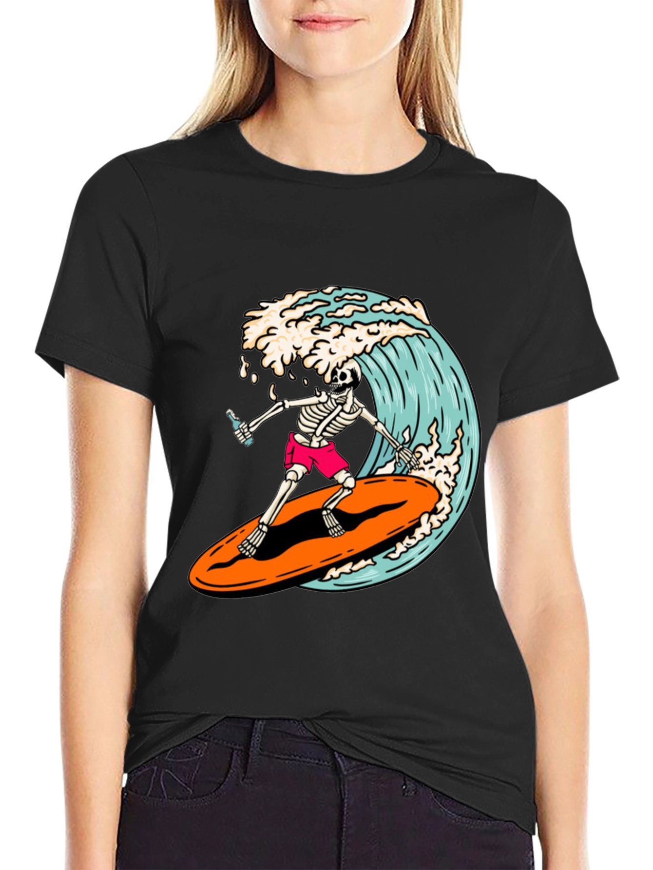 Surfing Skeleton Graphic Tee