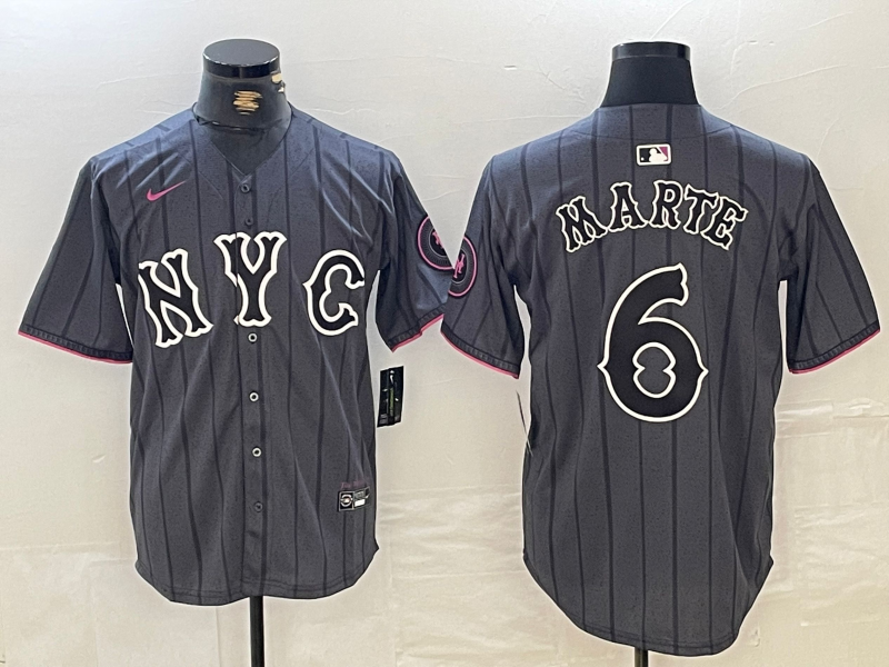 Men's New York Mets Starling Marte #6 Graphite 2024 City Connect Limited Player Jerseys