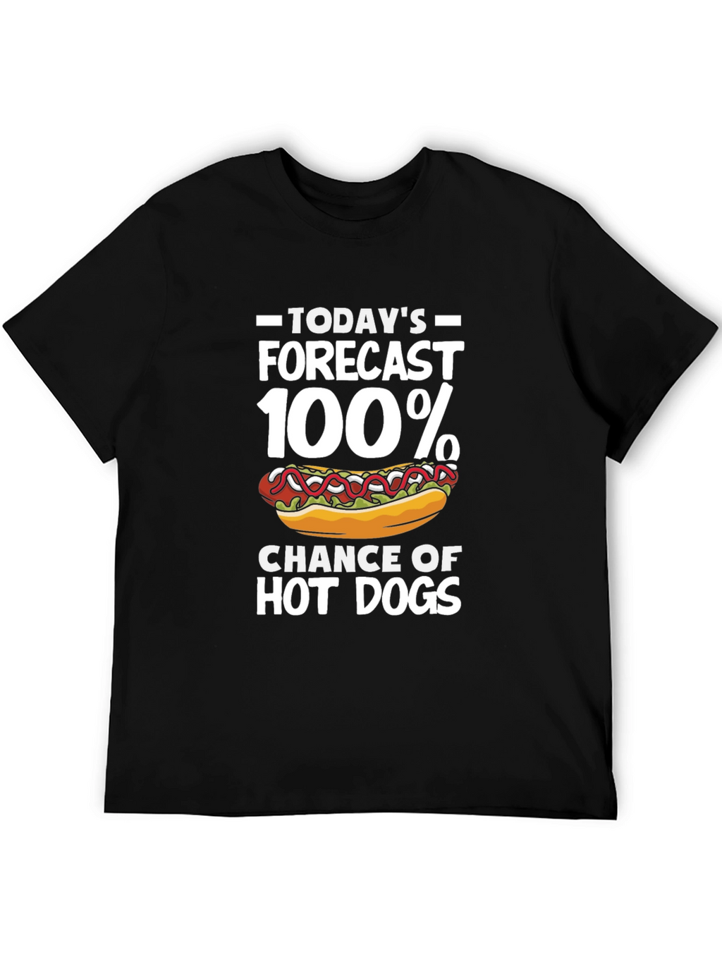 Funny Hot Dog Forecast Graphic T-Shirt