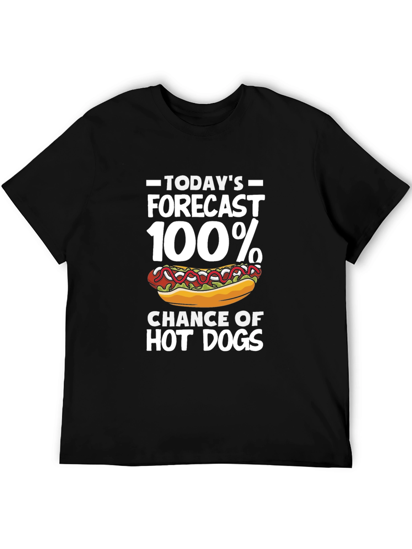 Funny Hot Dog Forecast Graphic T-Shirt