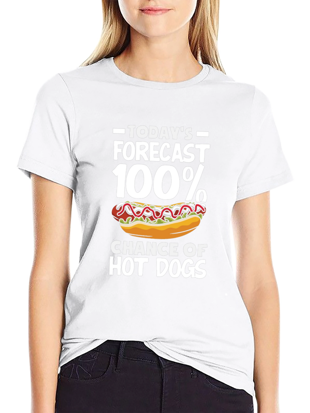 Funny Hot Dog Forecast Graphic T-Shirt