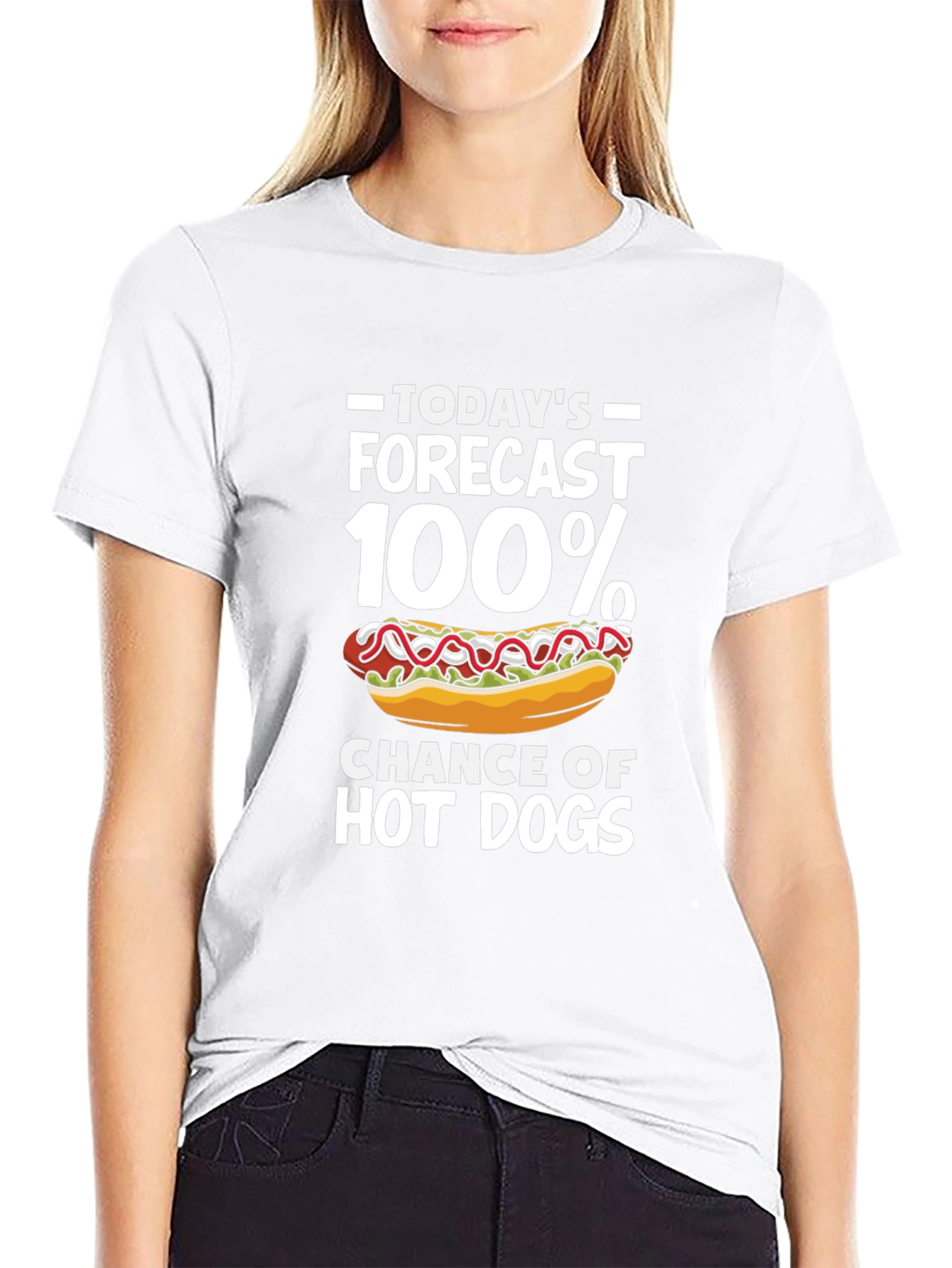 Funny Hot Dog Forecast Graphic T-Shirt