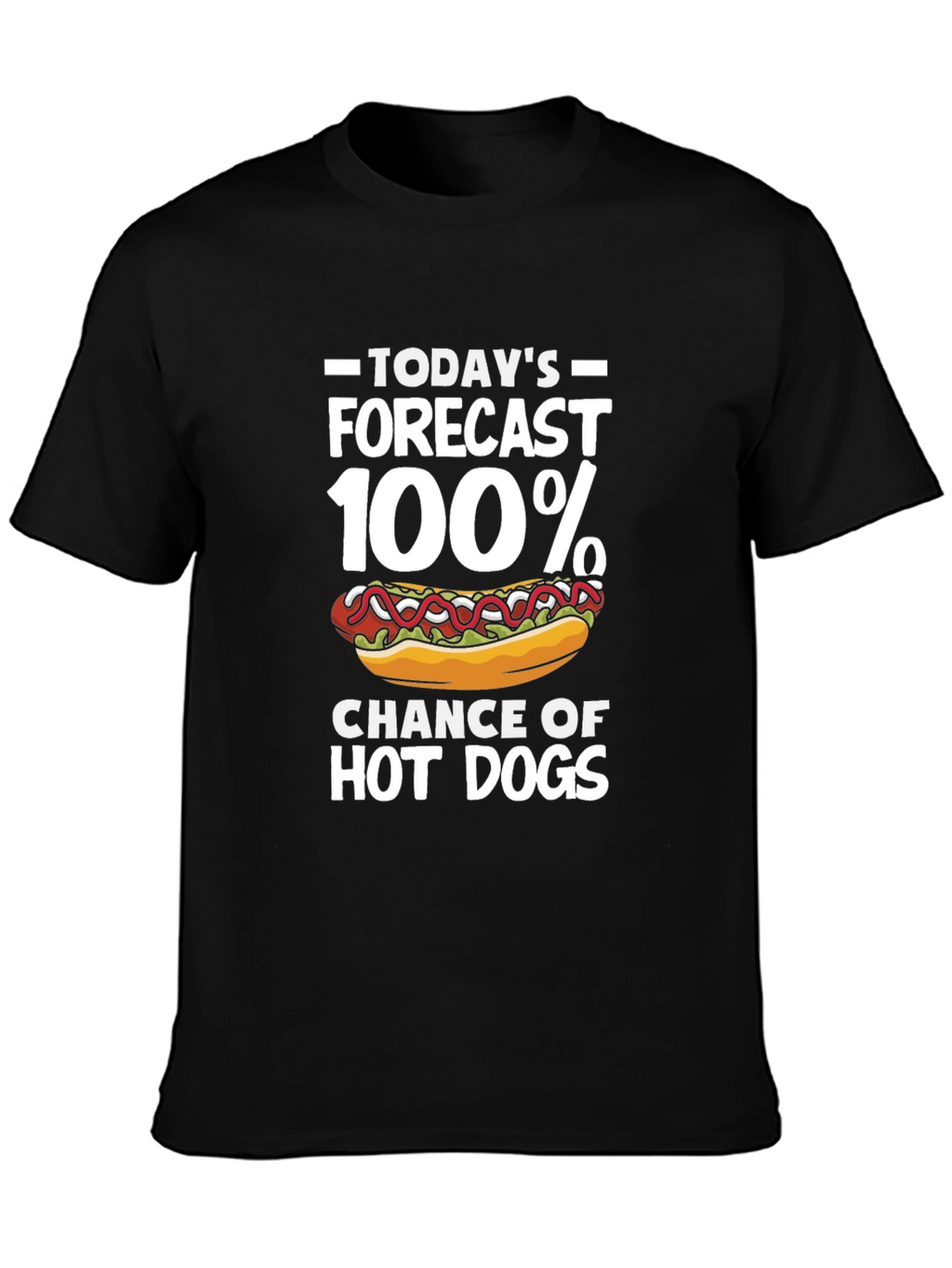 Funny Hot Dog Forecast Graphic T-Shirt