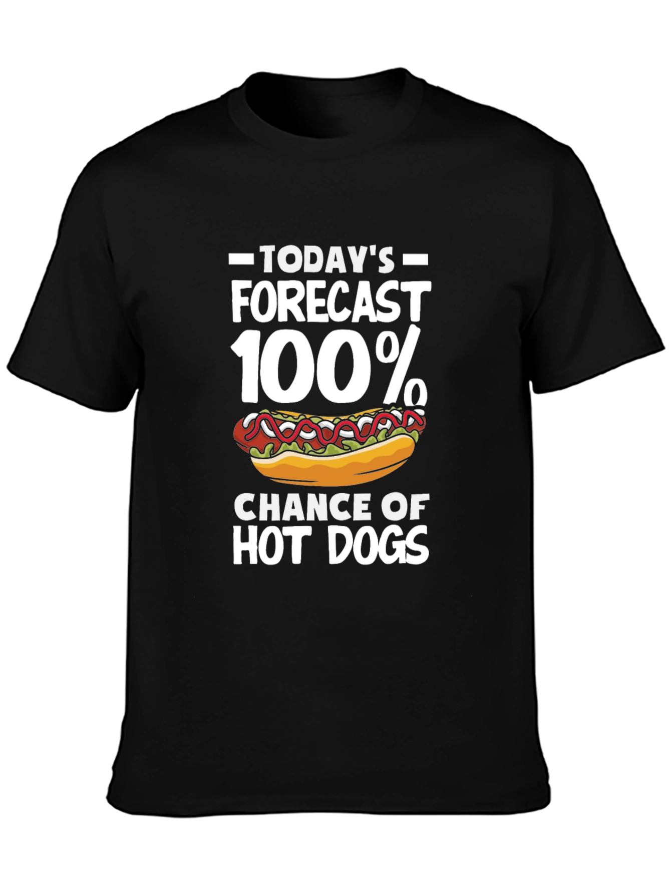 Funny Hot Dog Forecast Graphic T-Shirt