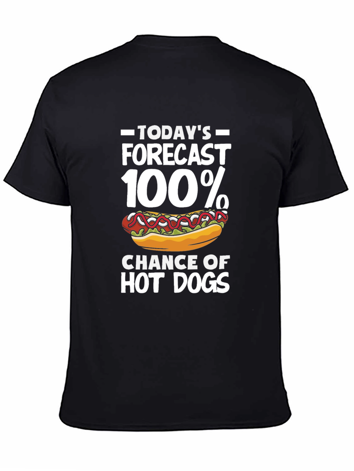 Funny Hot Dog Forecast Graphic T-Shirt