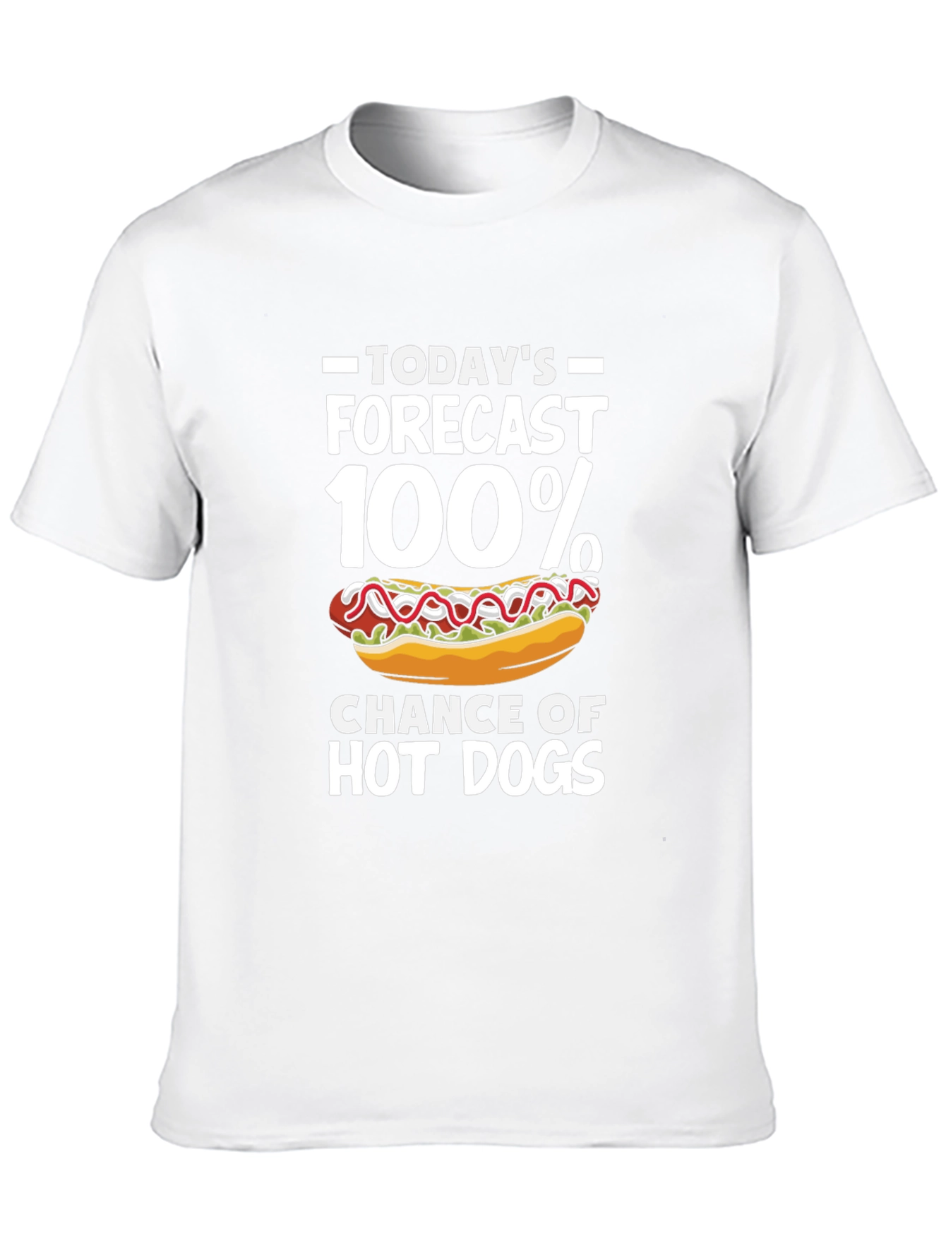 Funny Hot Dog Forecast Graphic T-Shirt