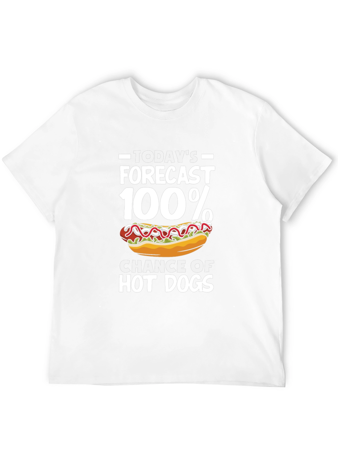 Funny Hot Dog Forecast Graphic T-Shirt