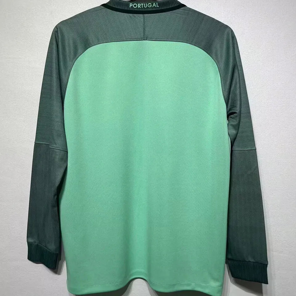 2016 Portugal Away Retro Long Sleeve Soccer Jersey Detail 2