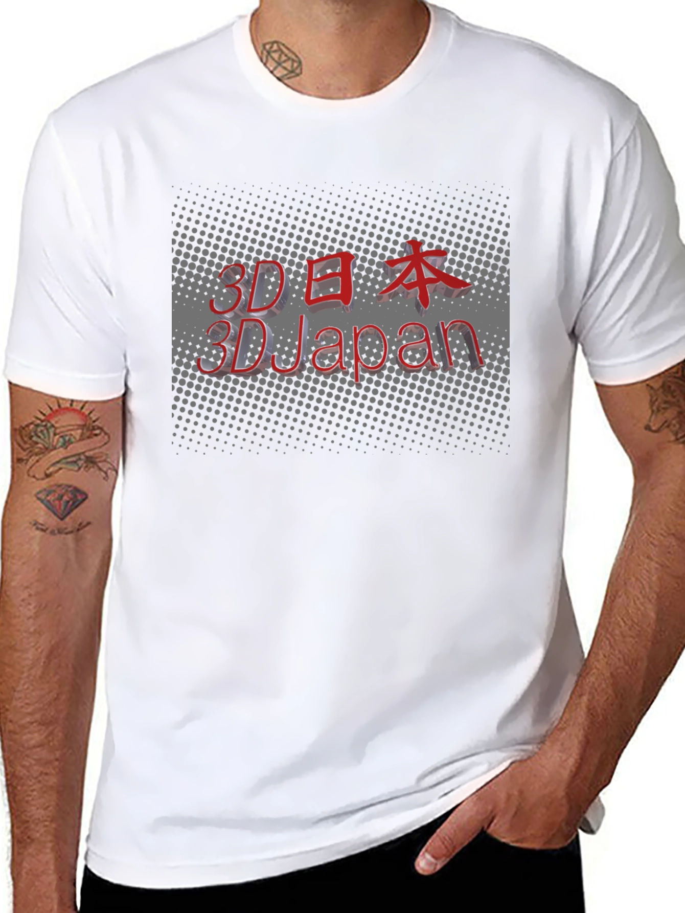 3D Japan Graphic Black T-Shirt