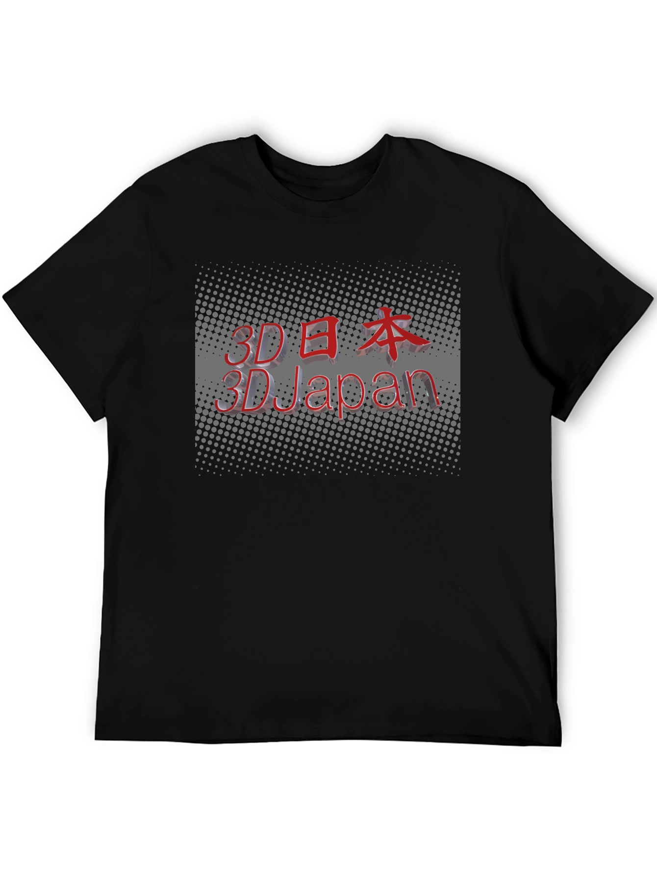 3D Japan Graphic Black T-Shirt