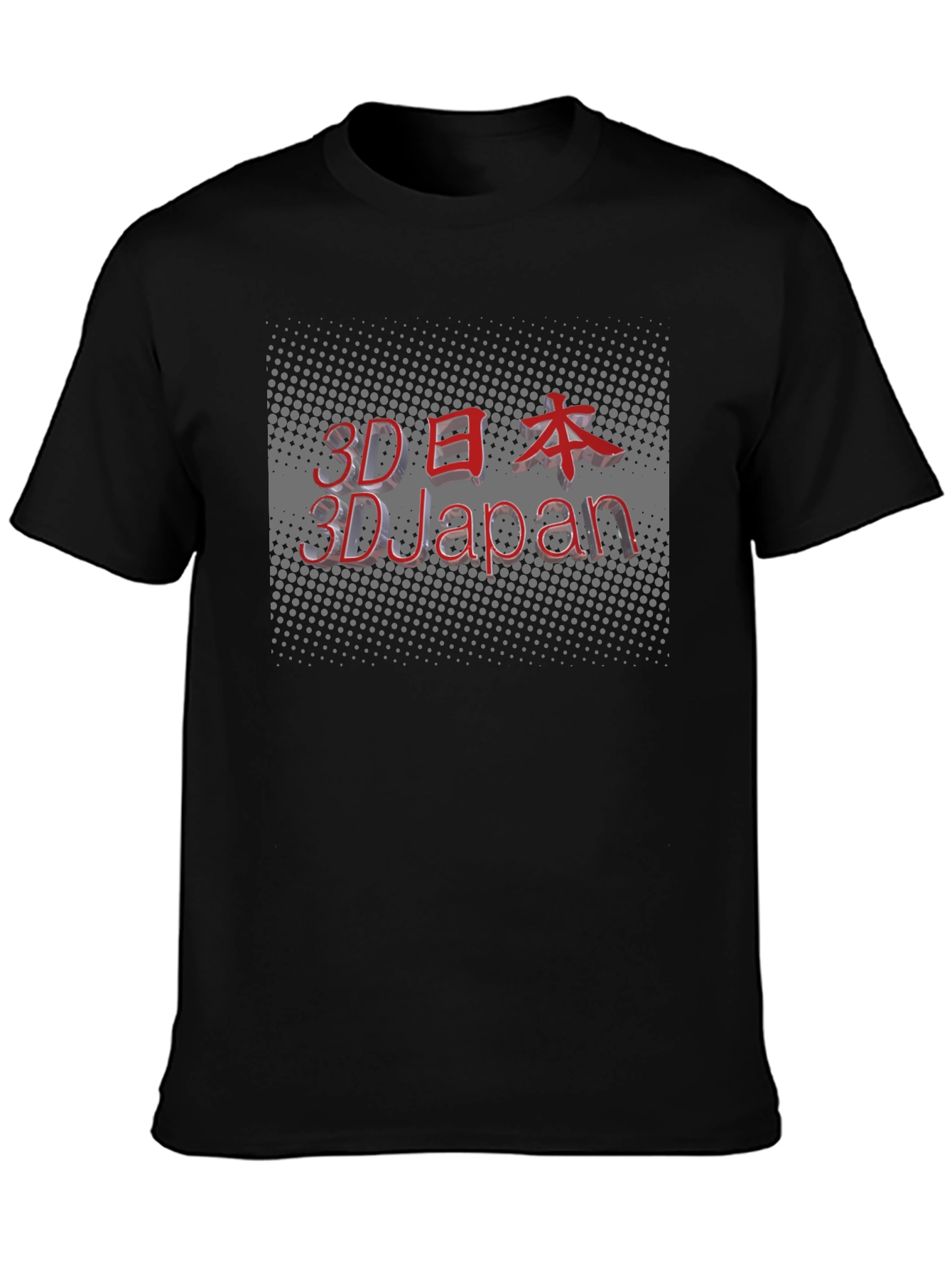 3D Japan Graphic Black T-Shirt