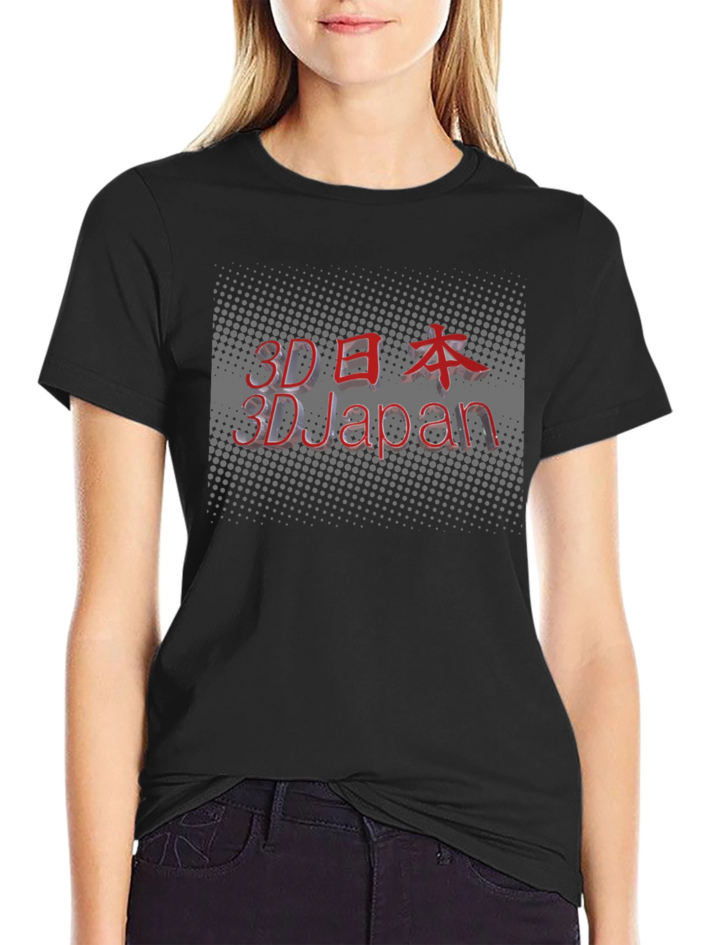3D Japan Graphic Black T-Shirt
