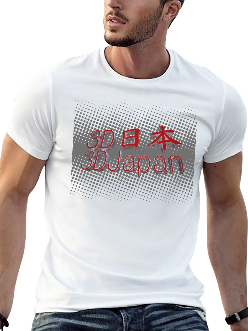3D Japan Graphic Black T-Shirt