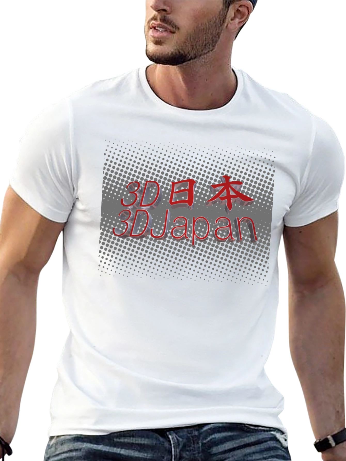 3D Japan Graphic Black T-Shirt