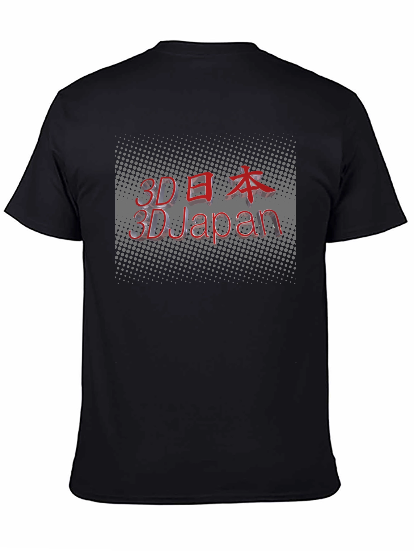 3D Japan Graphic Black T-Shirt